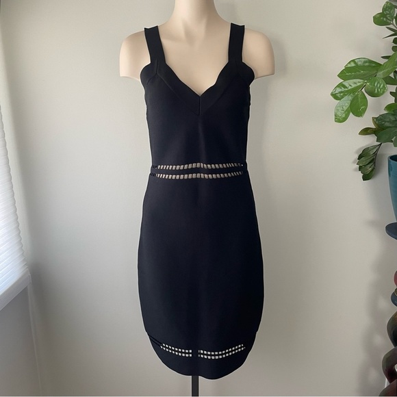 H&M Fine Knit Cut Out Bodycon Midi Dress Sleeveless Black Size Medium - Picture 2 of 7